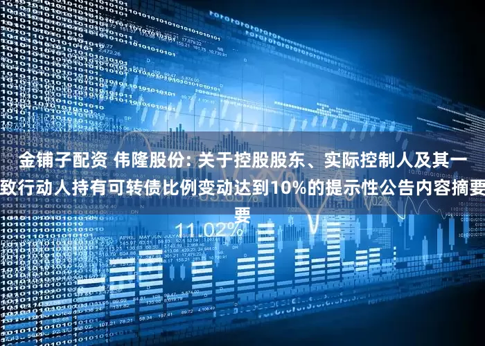 金铺子配资 伟隆股份: 关于控股股东、实际控制人及其一致行动人持有可转债比例变动达到10%的提示性公告内容摘要